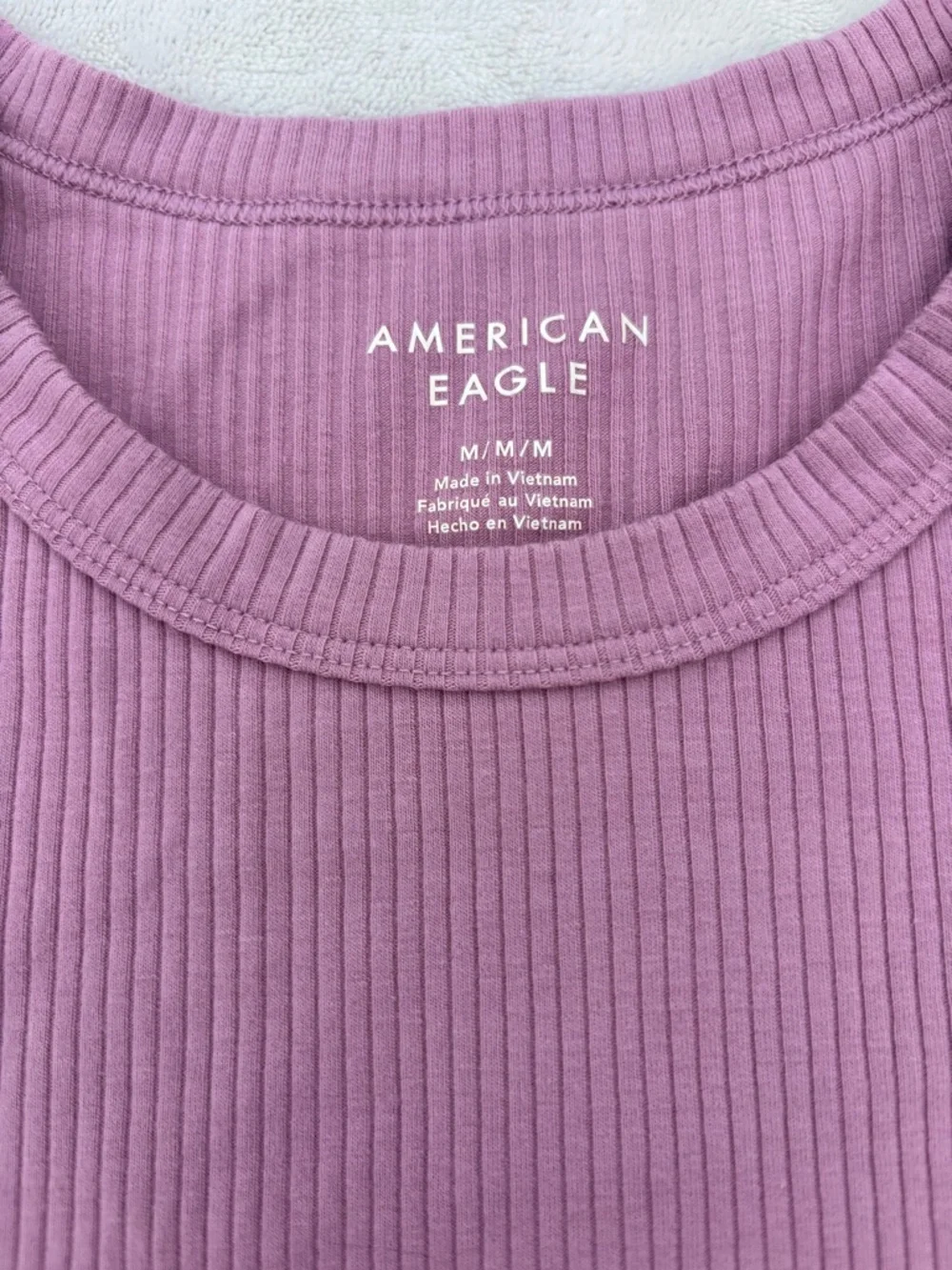 American Eagle Outfitters Ribbed Short Sleeve Tee - Mauve Pink - Picture 2 of 2